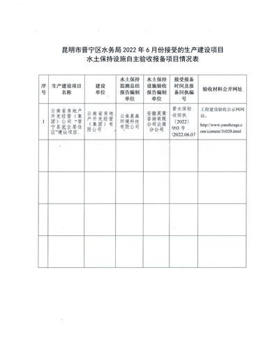 昆明市晋宁区水务局关于2022年6月份接受生产建设项目水土保持设施自主验收报备的公示.jpeg