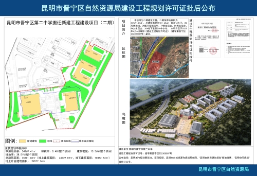 昆明市晋宁区第二中学搬迁新建工程建设项目（二期）批后公布