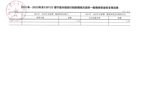 2021年--2022年末530122晋宁区发行的新增地方政府债券情况表3