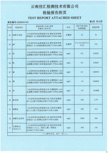 昆明市晋宁区宝峰水厂(新水厂) 出厂水  91项)_05