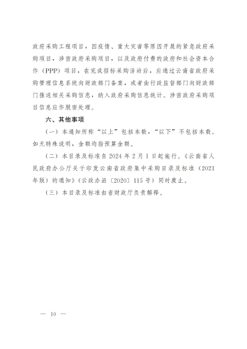 云政办函〔2024〕7号：云南省政府集中采购目录及标准_09