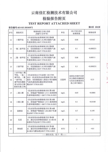 昆明市晋宁区宝峰新水厂 出厂水 次氯酸钠消毒 38项）_04