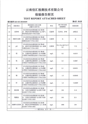 昆明市晋宁区大场新塘自来水厂 出厂水 次氯酸钠消毒 38项）_05