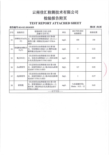 昆明市晋宁区大场新塘自来水厂 出厂水 次氯酸钠消毒 38项）_06