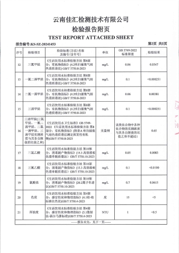昆明市晋宁区双龙净水厂 出厂水 次氯酸钠消毒 38项）_04