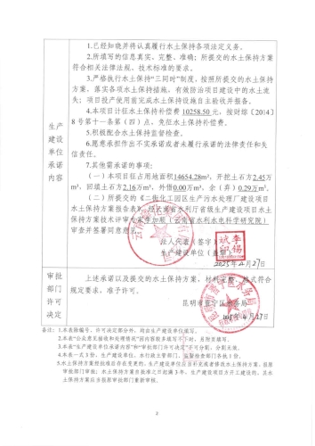 晋水保承〔2025〕7号  水土保持行政许可承诺书（二街化工园区生产污水处理厂建设项目）2