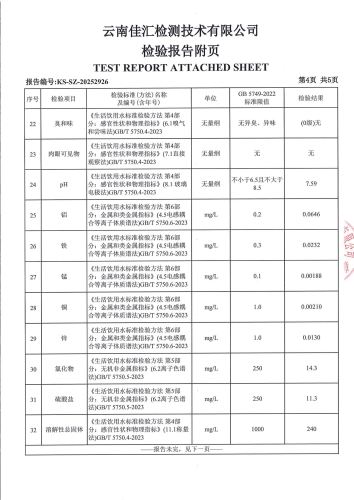 大场新塘净水厂管网水（晋城第一小学）2025.10_06