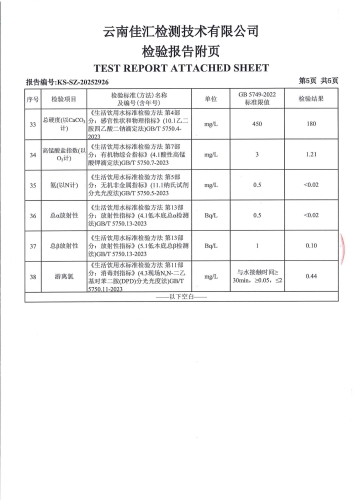 大场新塘净水厂管网水（晋城第一小学）2025.10_07