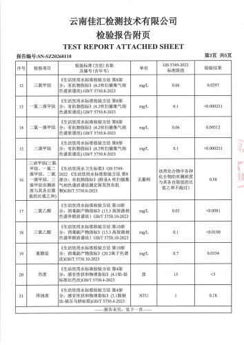 大场新塘净水厂管网水（昆明市晋宁区晋城幼儿园）2026.1_05