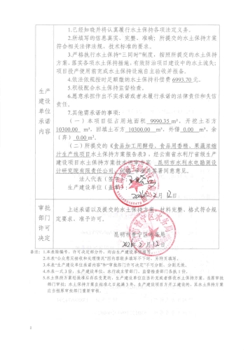 晋水保承〔2025〕1号 水土保持行政许可承诺书（食品加工用酵母、食品用香精、果蔬浓缩汁生产线项目）2